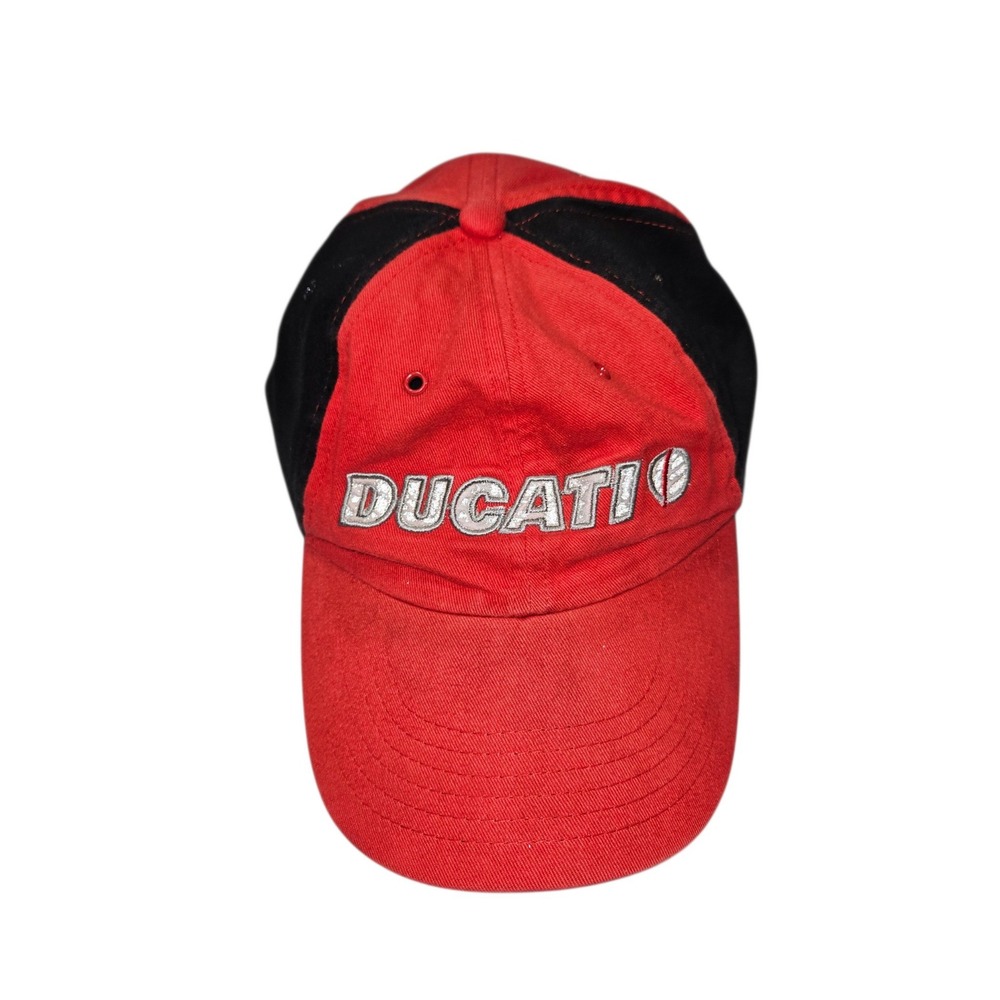 VTG Ducati Racing Shell Advance Strapback Hat Red Black Sz OSFA